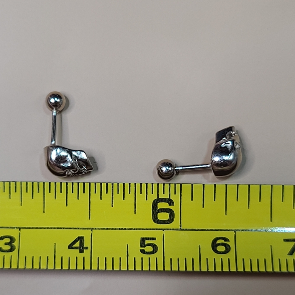 925 Sterling Silver Platinum Plated Skull CZ Punk - Picture 7 of 12